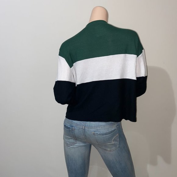 HOLLISTER CALIFRONIA WHITE & GREEN WAFFLE KNIT TOP - XS - Picture 6 of 10